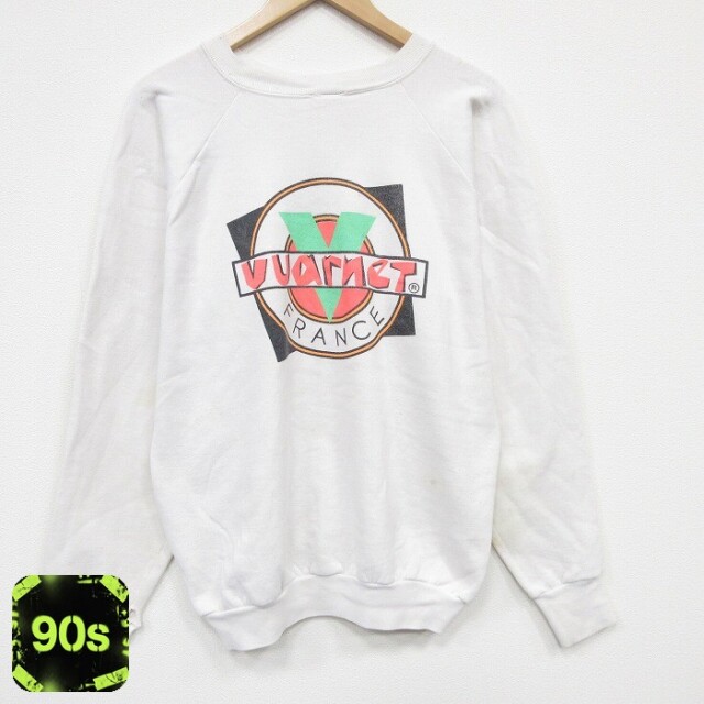 【50%OFF】フランス 90s ラグランスウェット ホワイト L | 古着