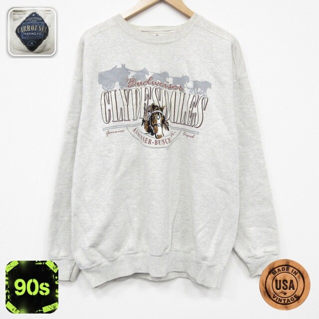 【50%OFF】90s 長袖スウェット 馬 グレー XL | 古着