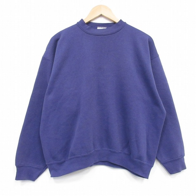 XL★古着 TULTEX 長袖 スウェット メンズ 80年代 80s 無地 クルーネック 濃紫 26apr01