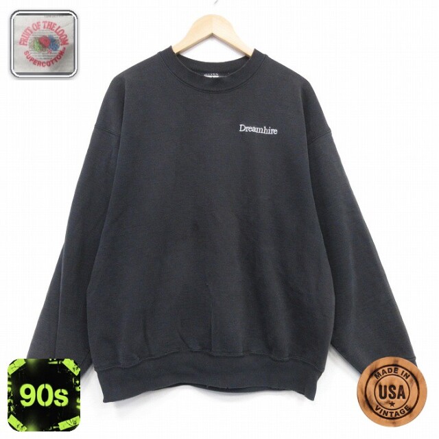 【50%OFF】フルーツオブザルーム 90s 長袖スウェット Dreamhire ブラック XL | 古着