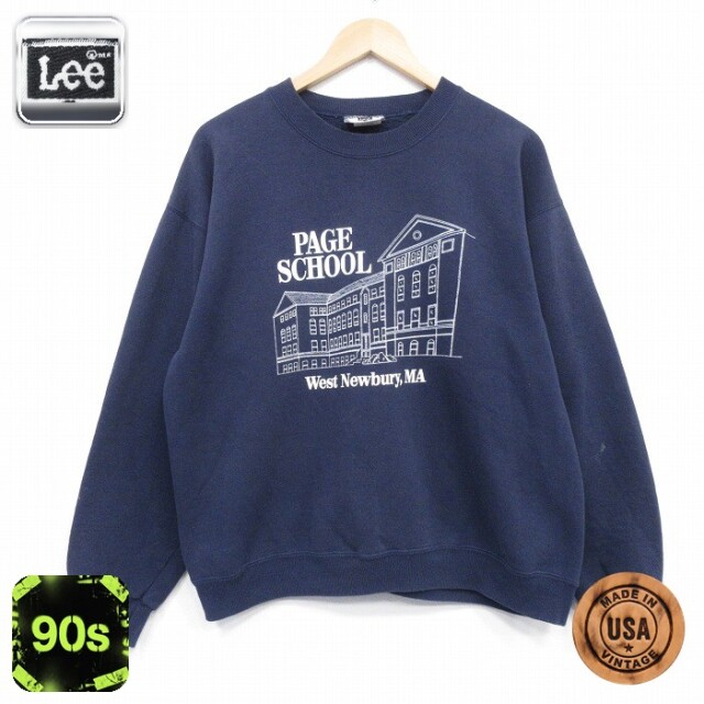 リー 90s 長袖スウェット PAGE ネイビー XL | 古着