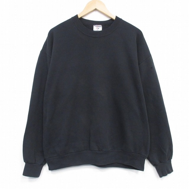 XL★古着 ジャージーズ 長袖 スウェット メンズ 90年代 90s 無地 クルーネック USA製 黒 26apr01