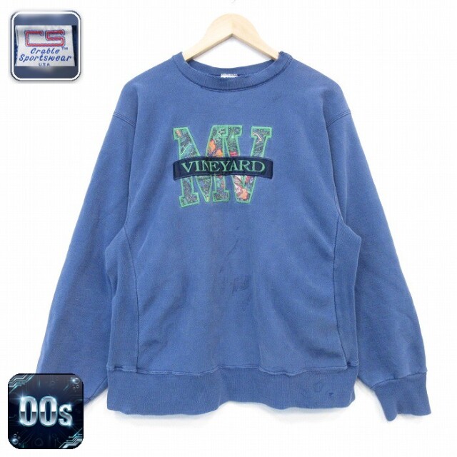 【20%OFF】00s 長袖スウェット MV刺繍 ネイビー メンズXL相当 | 古着