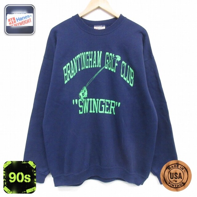 ヘインズ 90s 長袖スウェット スインガー ネイビー メンズXL相当 | 古着