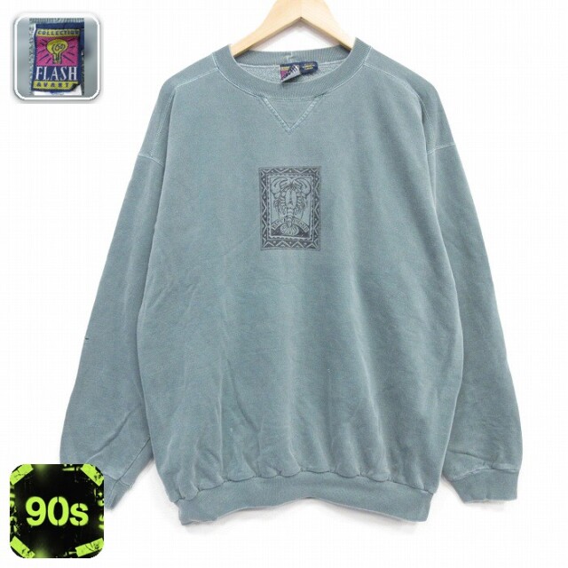 【20%OFF】90s 長袖スウェット グリーン メンズXL相当 | 古着