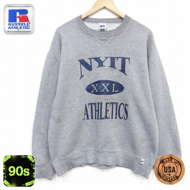 【20%OFF】ラッセル 90s 長袖スウェット NYIT グレー霜降り メンズL相当 | 古着