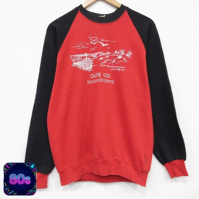 【20%OFF】80s ラグランスウェット ツートンカラー ブラック メンズM相当 | 古着