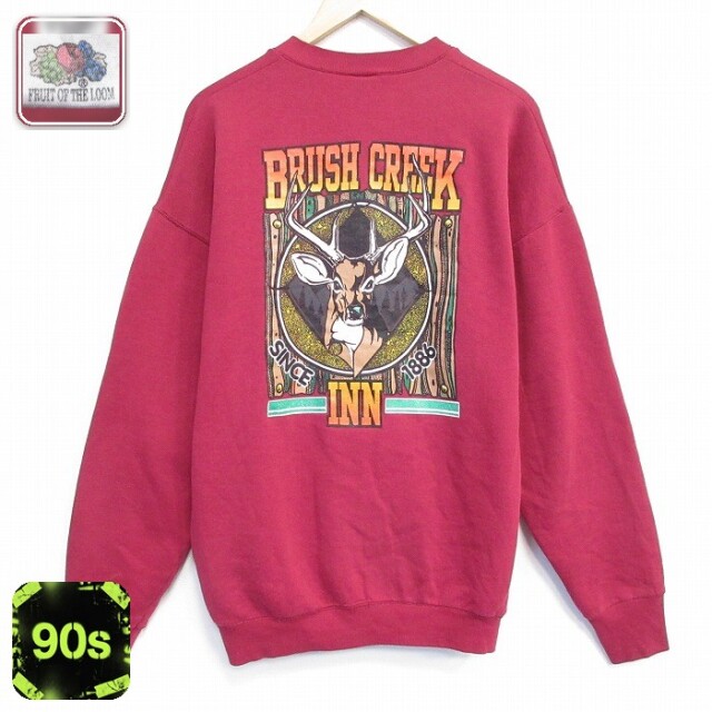 【20%OFF】フルーツオブザルーム 90s 長袖スウェット シカ バーガンディ メンズXL相当 | 古着