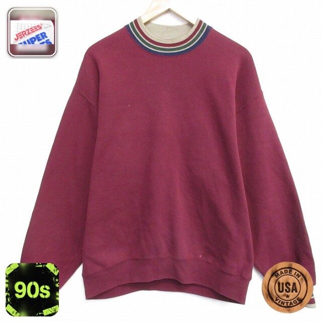 【20%OFF】ジャージーズ 90s 長袖スウェット バーガンディ メンズL相当 | 古着