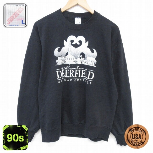【20%OFF】ジャージーズ 90s 長袖スウェット マサチューセッツ ブラック メンズM相当 | 古着