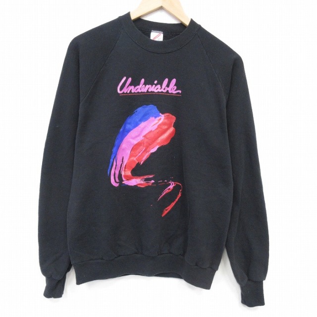80s ラグランスウェット Undeniable ブラック メンズM相当 | 古着
