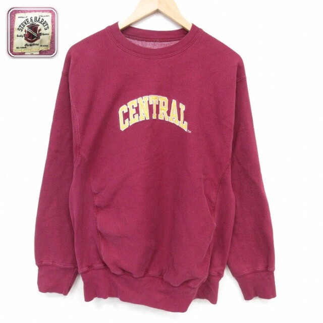 【20%OFF】STEVE&BARRYS 長袖スウェット CENTRAL バーガンディ メンズL相当 | 古着