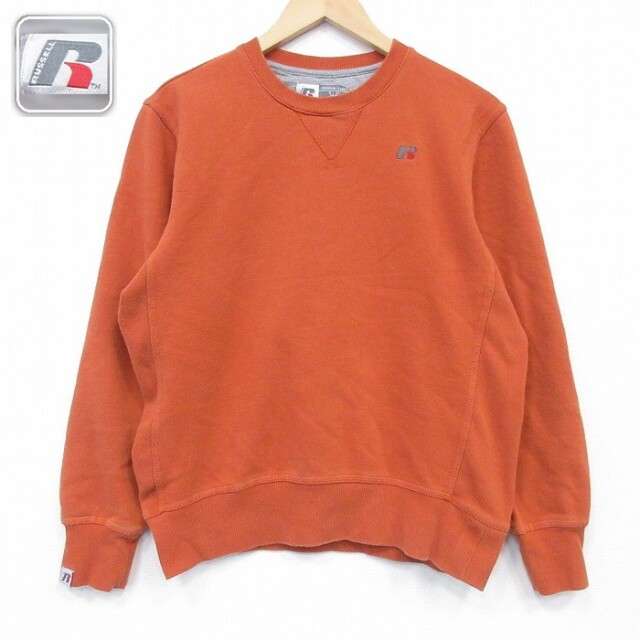 【20%OFF】ラッセル 長袖スウェット ワンポイントロゴ オレンジ メンズM相当 | 古着