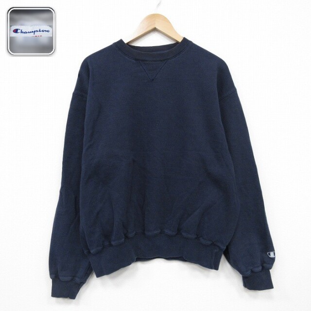 【20%OFF】チャンピオン 長袖スウェット ワンポイントロゴ ネイビー メンズXL相当 | 古着