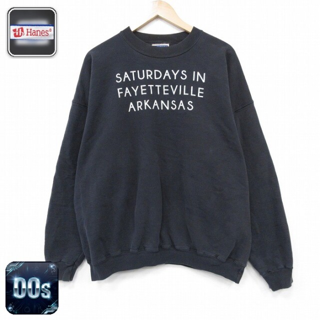 【20%OFF】ヘインズ 00s 長袖スウェット SATURDAYS ブラック メンズXL相当 | 古着