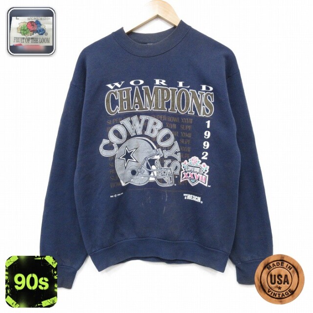 【20%OFF】ジャージーズ 90s 長袖スウェット NFL ダラスカウボーイズ ネイビー メンズM相当 | 古着