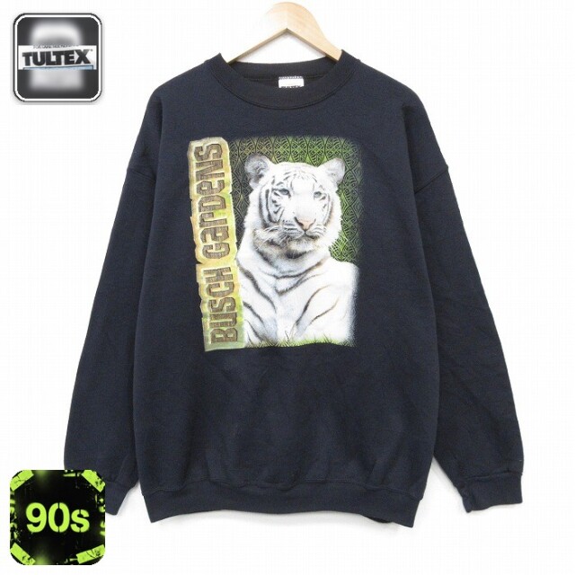 【20%OFF】90s 長袖スウェット ホワイトタイガー ブラック メンズXL相当 | 古着