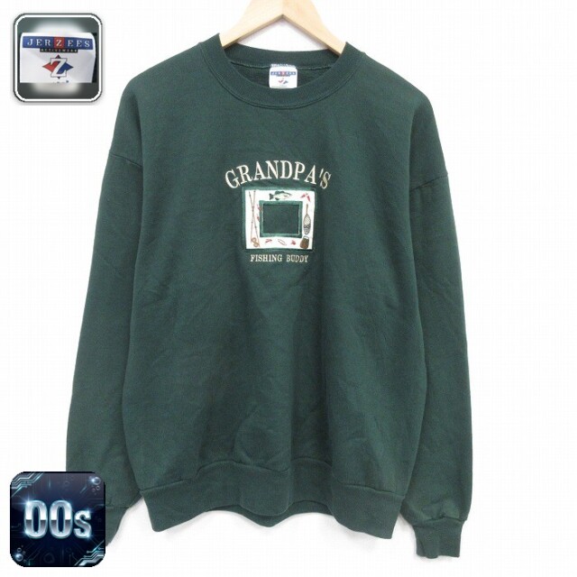 【20%OFF】ジャージーズ 00s 長袖スウェット グランパ グリーン メンズL相当 | 古着