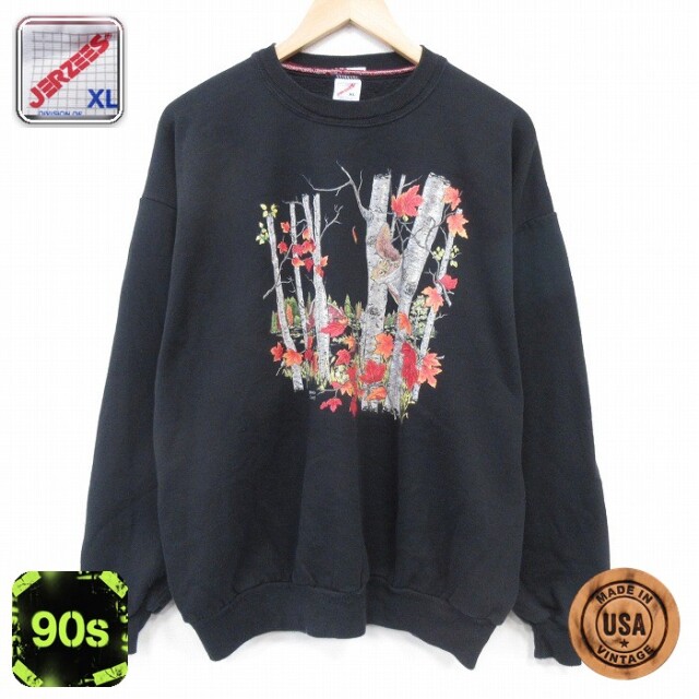 【20%OFF】ジャージーズ 90s 長袖スウェット 木 ブラック メンズXL相当 | 古着
