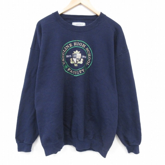 90s 長袖スウェット FACULTY 刺繍 ネイビー メンズXL相当 | 古着