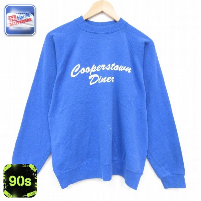 【20%OFF】ヘインズ 90s 長袖スウェット クーパーズタウン ブルー メンズL相当 | 古着