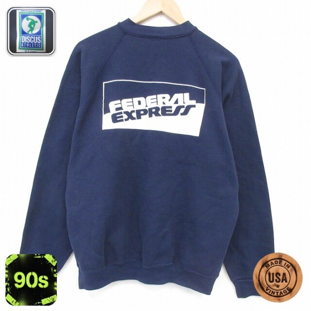 【20%OFF】ディスカス 90s 長袖スウェット FedEx ネイビー メンズXL相当 | 古着