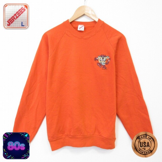 【20%OFF】ジャージーズ 80s 長袖スウェット ルーニーテューンズタズ オレンジ メンズM相当 | 古着