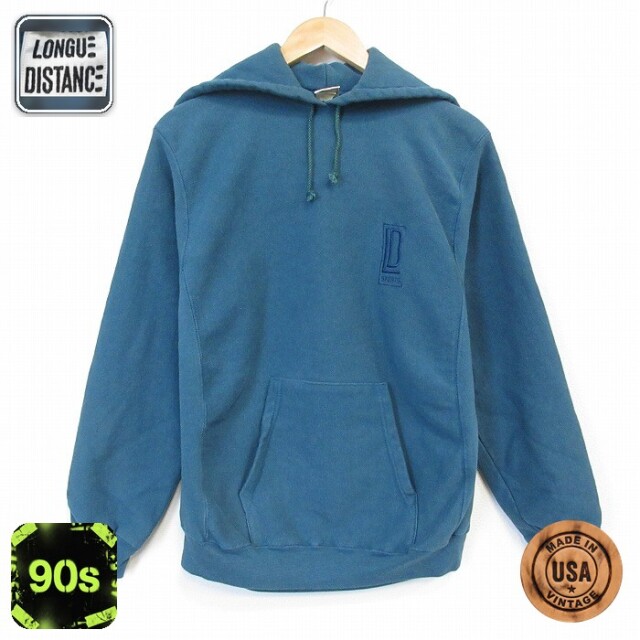 【20%OFF】長袖 スウェット パーカー 90s LD リバースタイプ USA製 青緑 メンズM相当 | 古着