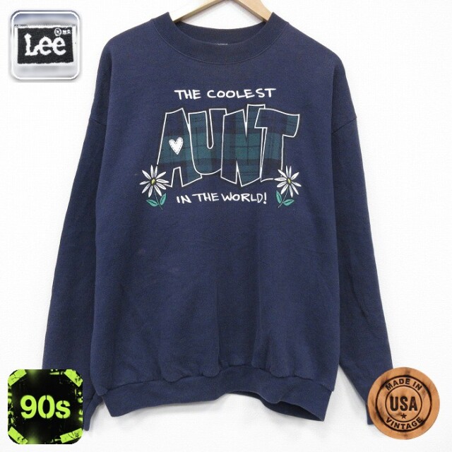 【20%OFF】リー 90s 長袖スウェット AUNT ネイビー メンズXL相当 | 古着