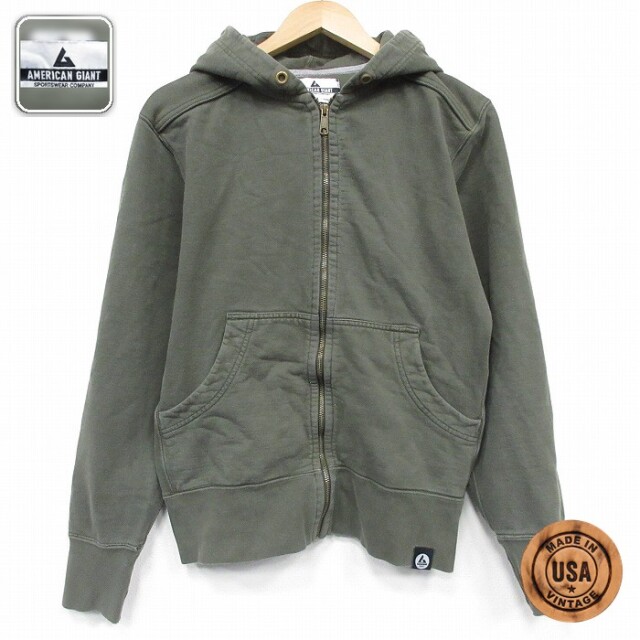 【20%OFF】AMERICAN GIANT 長袖フルジップスウェット 濃緑 メンズL相当 | 古着