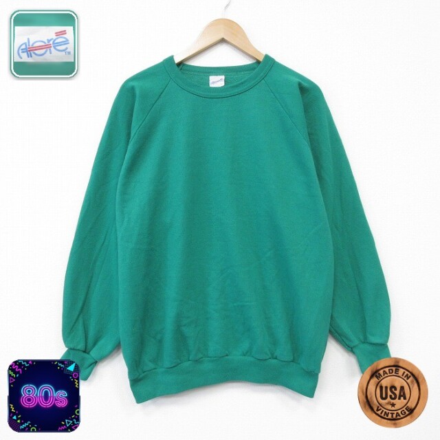 【20%OFF】80s 長袖スウェット ラグラン グリーン メンズL相当 | 古着