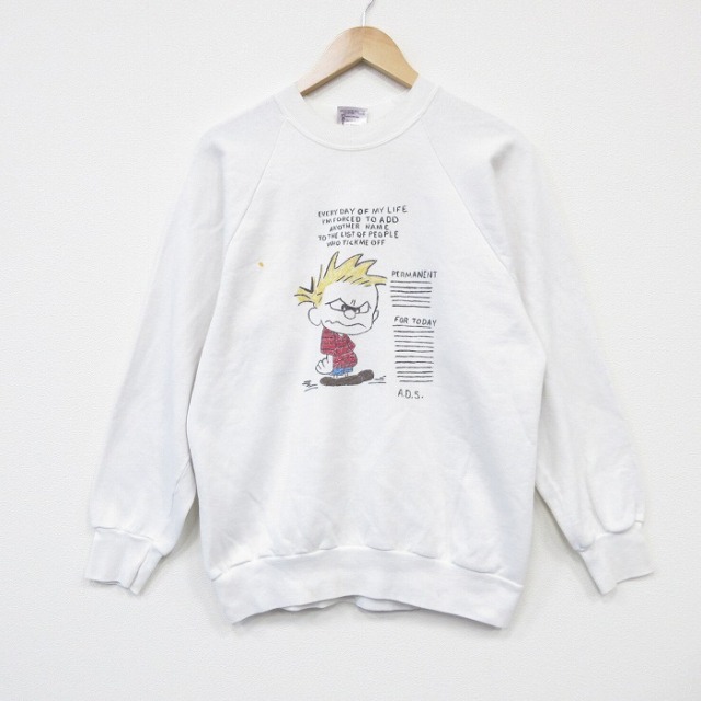 オニータ 90s 長袖スウェット メッセージ ホワイト メンズM相当 | 古着