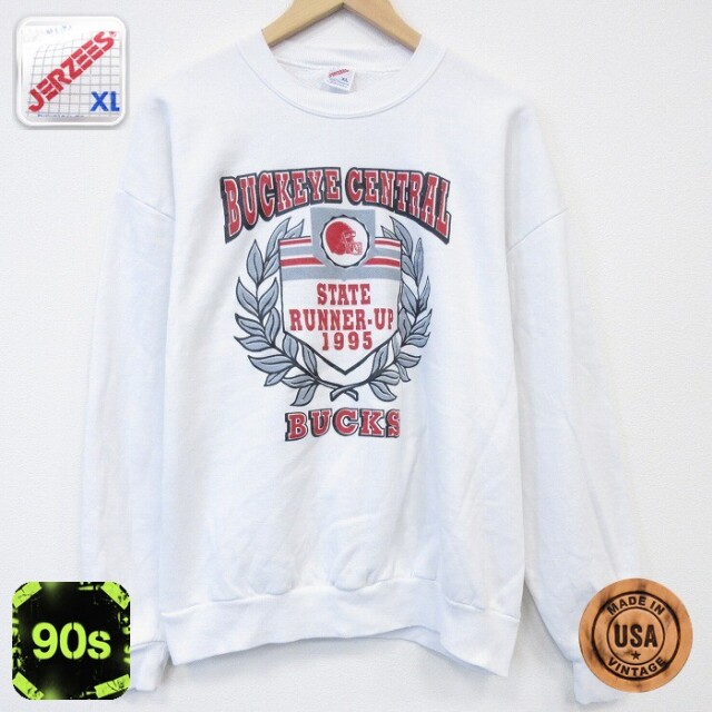 【20%OFF】ジャージーズ 90s 長袖スウェット バックス ホワイト メンズXL相当 | 古着