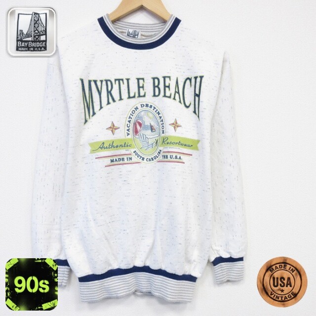 【20%OFF】マートルビーチ 90s 長袖スウェット 生成り メンズS相当 | 古着