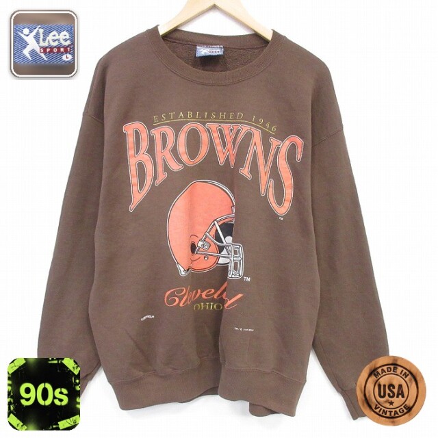 【20%OFF】リー 90s 長袖スウェット NFLクリーブランドブラウンズ ブラウン メンズXL相当 | 古着