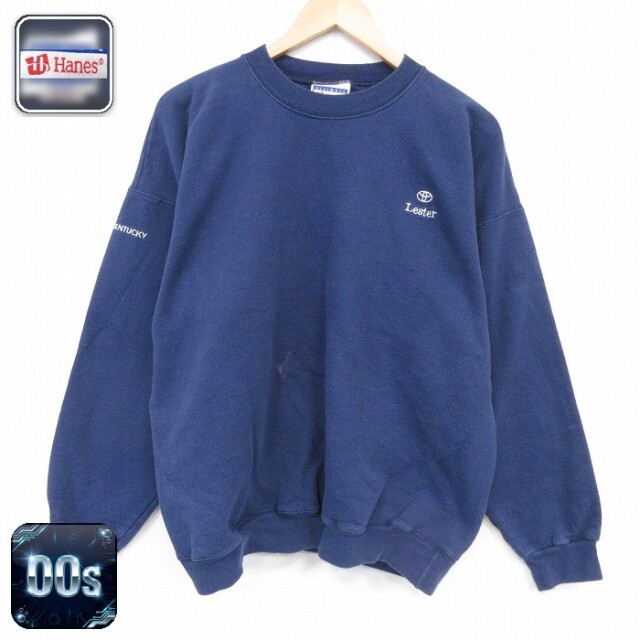 【20%OFF】ヘインズ 00s 長袖スウェット トヨタ ネイビー メンズXL相当 | 古着