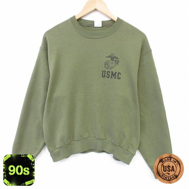 【20%OFF】90s 長袖スウェット ミリタリー ライトグリーン メンズM相当 | 古着