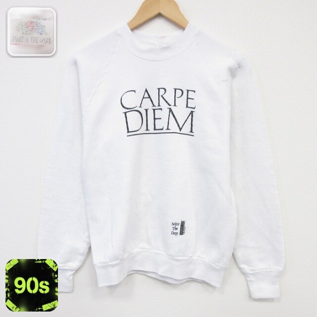 【20%OFF】フルーツオブザルーム 90s 長袖スウェット CARPE DIEM ホワイト メンズS相当 | 古着