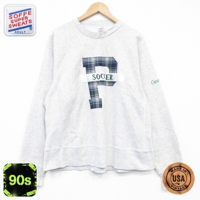 【20%OFF】長袖 スウェット 90s P リバースタイプ クルーネック USA製 薄グレー 霜降り メンズXL相当 | 古着
