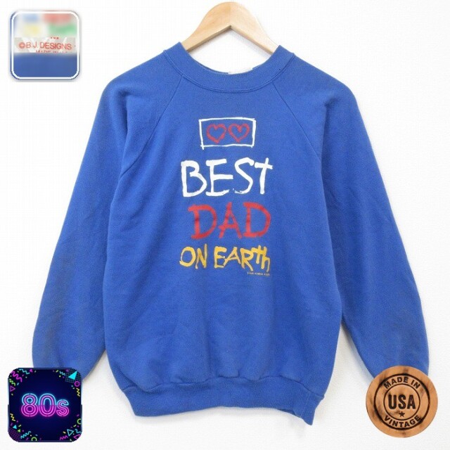 【20%OFF】80s ラグランスウェット BEST ブルー メンズS相当 | 古着