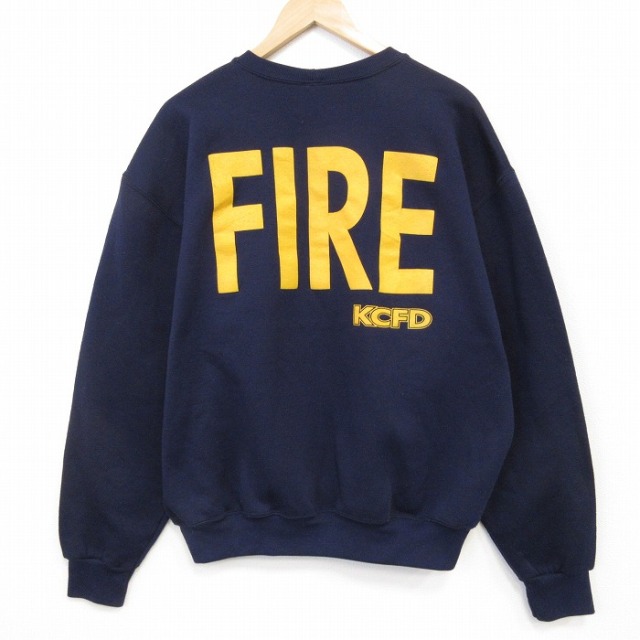 90s 長袖スウェット FIRE ネイビー メンズXL相当 | 古着