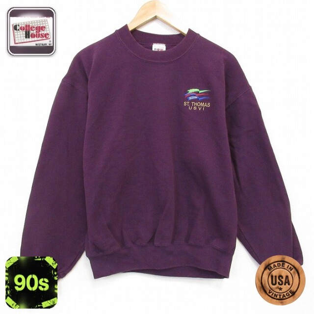 【20%OFF】USVI 90s 長袖スウェット バーガンディ メンズL相当 | 古着