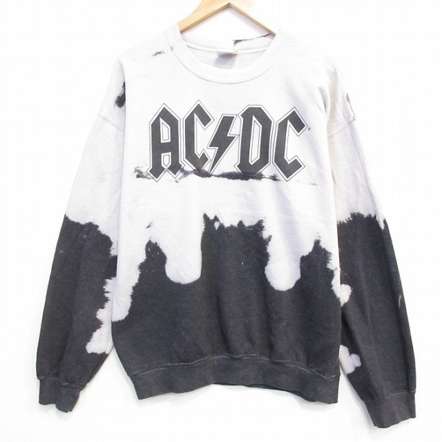AC/DC 長袖スウェット ブリーチ加工 グレー メンズXL相当 | 古着