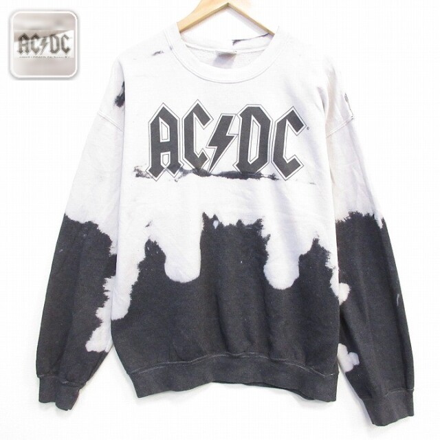 【20%OFF】AC/DC 長袖スウェット ブリーチ加工 グレー メンズXL相当 | 古着