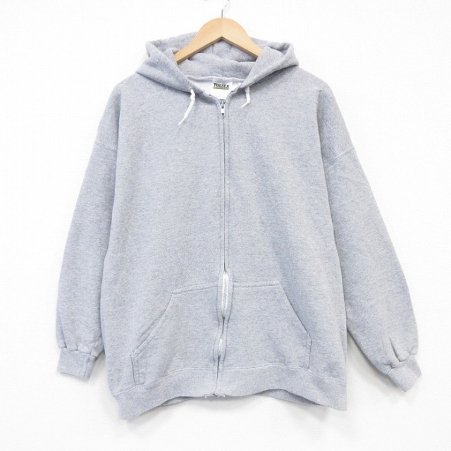TULTEX 90s 長袖フルジップスウェット 霜降り グレー メンズXL相当 | 古着