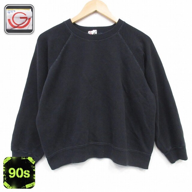 【20%OFF】90s 長袖スウェット ラグラン ブラック メンズL相当 | 古着