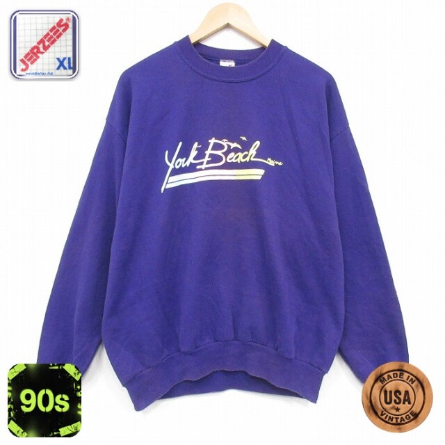 【20%OFF】ジャージーズ 90s 長袖スウェット ヨークビーチ パープル メンズXL相当 | 古着