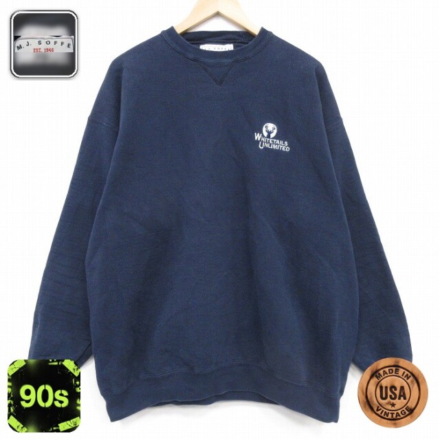 【20%OFF】90s 長袖スウェット WHITETAILS ネイビー メンズXL相当 | 古着