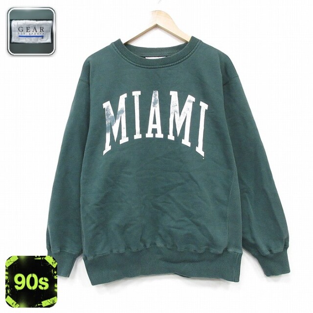 【20%OFF】90s 長袖スウェット マイアミ グリーン メンズL相当 | 古着