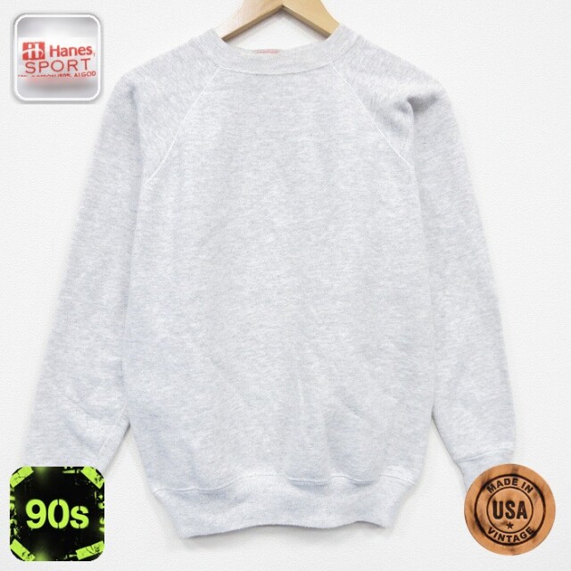【20%OFF】ヘインズ 90s ラグランスウェット グレー メンズM相当 | 古着